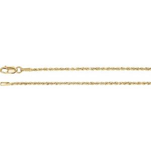 14K Yellow 1.6 mm Diamond-Cut Rope 16" Chain