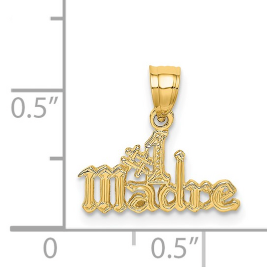 14K Yellow Gold #1 Madre Old English Charm Pendant