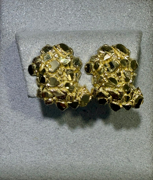10K Yellow Gold Freeform Nugget Stud Earrings - Nugget Design