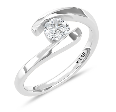 1/2 Ct Lab Diamond Bypass Ring – 10K White Gold
