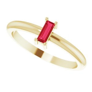 14K Yellow 5x2 mm Lab-Grown Ruby Stackable Ring