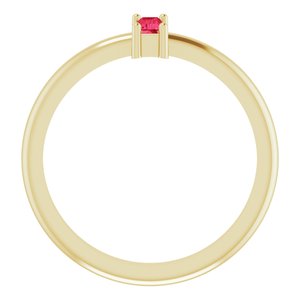 14K Yellow 5x2 mm Lab-Grown Ruby Stackable Ring