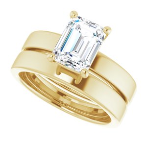 14K Yellow 8x6 mm Emerald Solitaire Engagement Ring Mounting