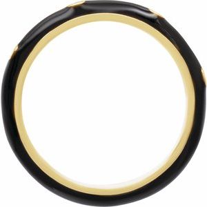 14K Yellow .05 CTW Natural Diamond & Black Enamel Ring