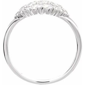 14K White 1/2 CTW Natural Diamond Cluster Ring