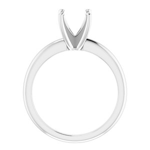 14K White 7.4 mm Round Solitaire Engagement Ring Mounting