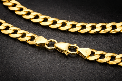 9mm 10K Yellow Gold Solid Cuban Link Chain – 24 Inch
