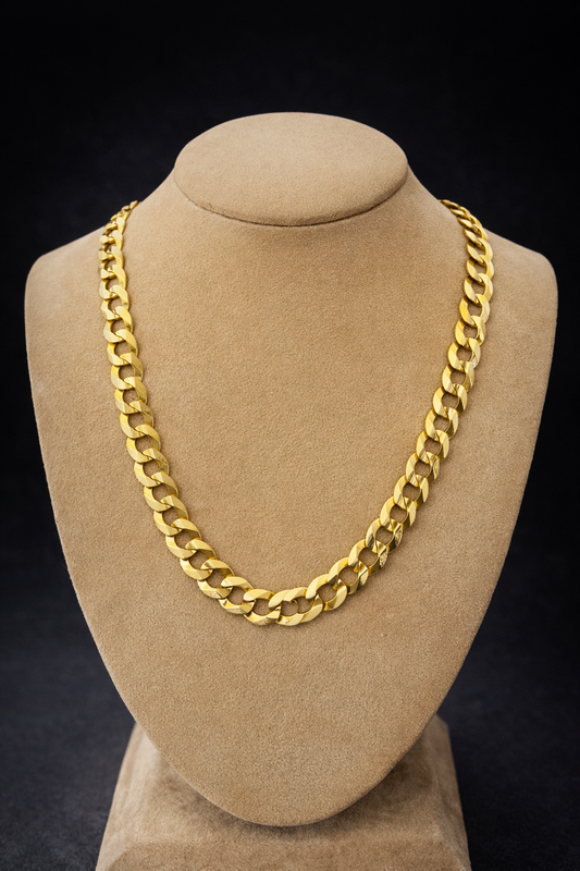10mm 10K Yellow Gold Solid Cuban Link Chain – 28 Inch