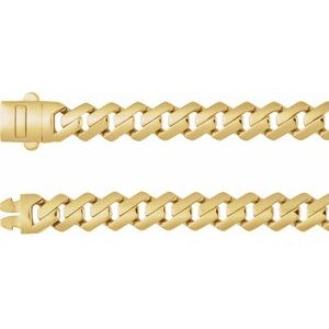 14K Yellow 7.4 mm Monaco Edge Curb 8 1/4" Chain