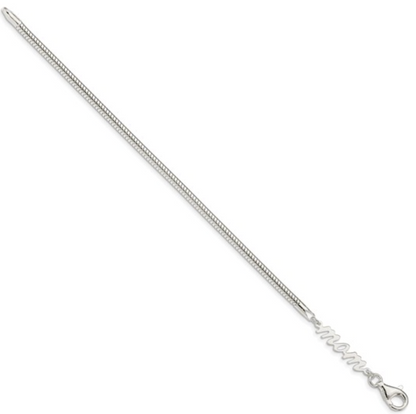 925 Sterling Silver Cursive "mom" Snake Chain Bracelet — 7.5 Inches