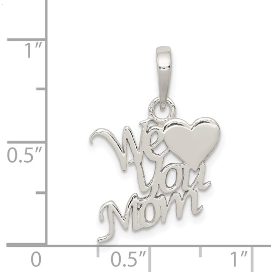 925 Sterling Silver Polished "We Love You Mom" Heart Pendant