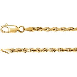 14K Yellow 2.5 mm Diamond-Cut Rope 7" Chain