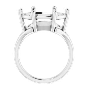 10K White  16x12 mm Oval Solitaire Engagement Ring Mounting