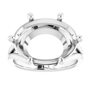 10K White  16x12 mm Oval Solitaire Engagement Ring Mounting