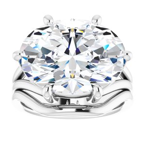10K White  16x12 mm Oval Solitaire Engagement Ring Mounting