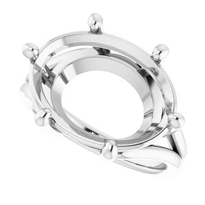 10K White  16x12 mm Oval Solitaire Engagement Ring Mounting