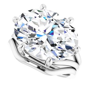 10K White  16x12 mm Oval Solitaire Engagement Ring Mounting