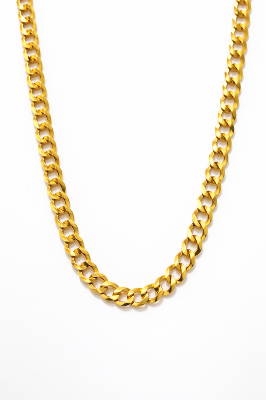 7mm 10K Yellow Gold Solid Cuban Link Chain – 20 Inch