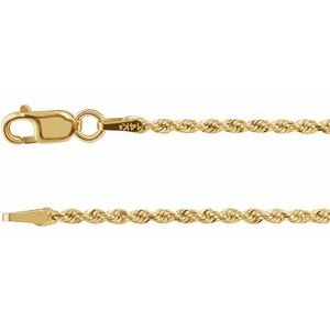 14K Yellow 1.6 mm Diamond-Cut Rope 16" Chain