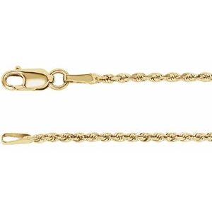 14K Yellow 1.6 mm Diamond-Cut Rope 16" Chain