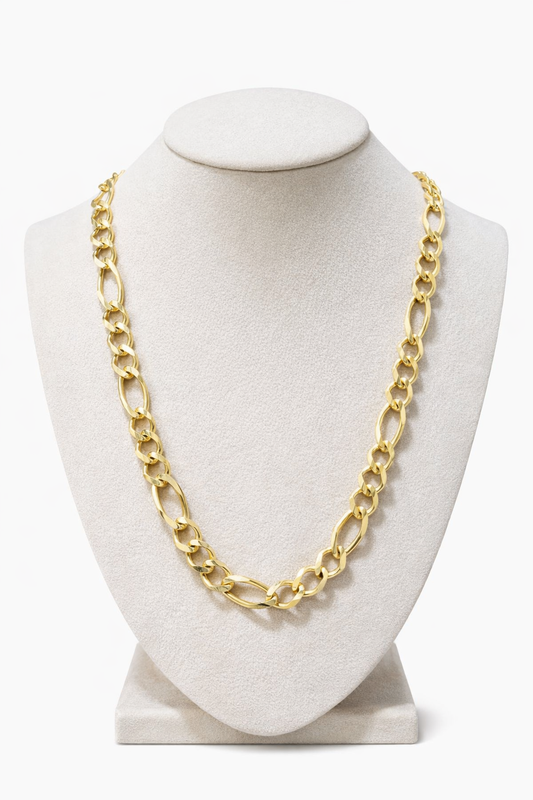 10mm Figaro Chain – 28” Solid 10K Yellow Gold