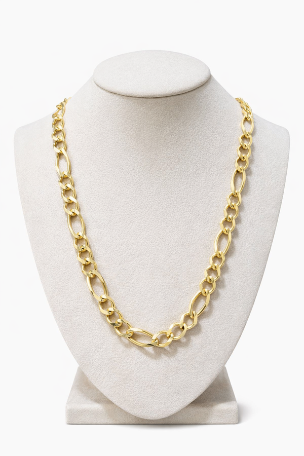 10mm Figaro Chain – 28” Solid 10K Yellow Gold