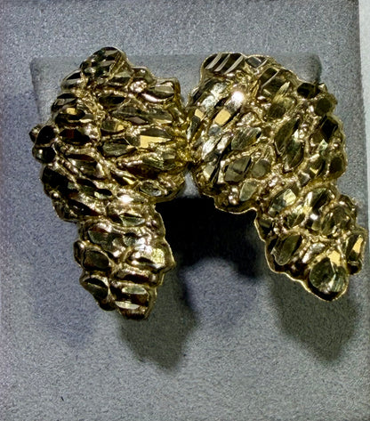 10K Yellow Gold Freeform Nugget Stud Earrings - Nugget Design