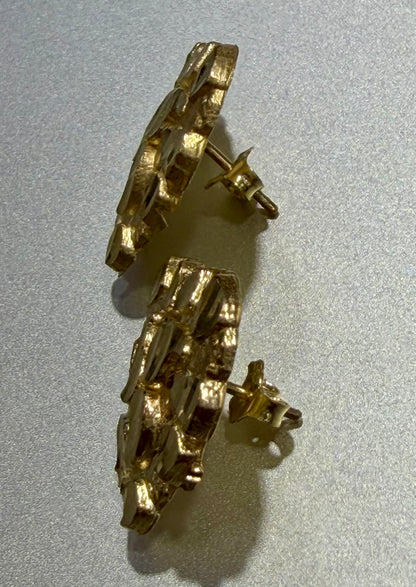 10K Yellow Gold Heart Nugget Stud Earrings
