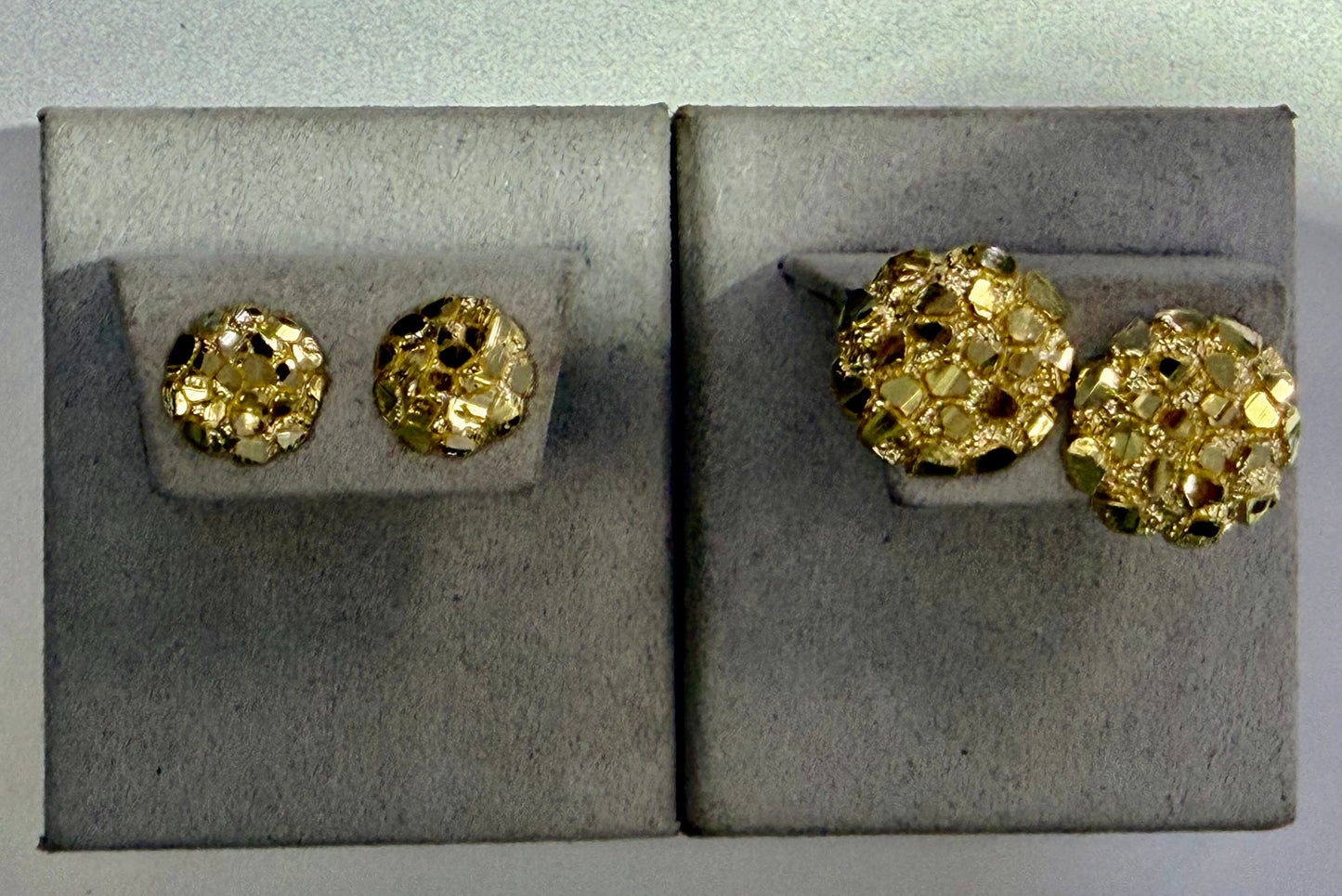 10K Yellow Gold Round Dome Nugget Stud Earrings