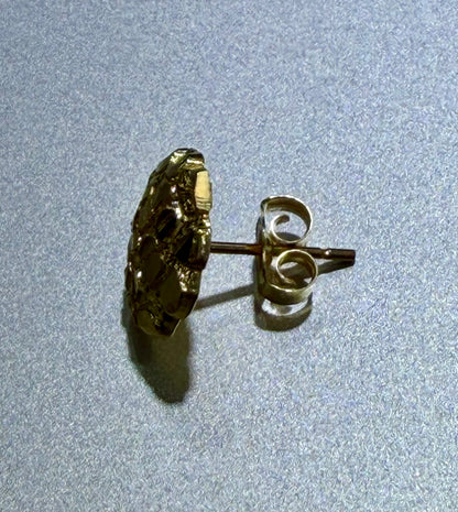 10K Yellow Gold Round Dome Nugget Stud Earrings