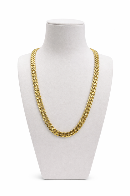 10K Yellow Gold Miami Cuban Chain – 9MM Plain Monaco Style 24 Inch