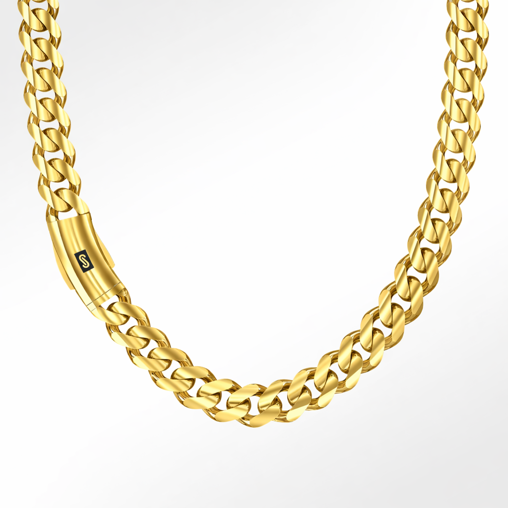 10K Yellow Gold Miami Cuban Chain – 9MM Plain Monaco Style 24 Inch