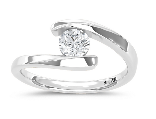 1/2 Ct Lab Diamond Bypass Ring – 10K White Gold