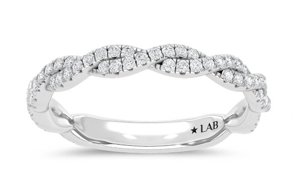 1/3 Ct Lab Diamond Twisted Fashion Band – 14K White Gold
