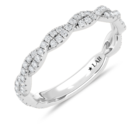 1/3 Ct Lab Diamond Twisted Fashion Band – 14K White Gold