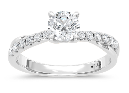 1 Ct Lab Diamond Engagement Ring – 10K White Gold (Round Cut)