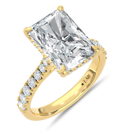 5.63 Ct Hidden Halo Lab Diamond Engagement Ring – 14K Yellow Gold (Elongated Radiant)