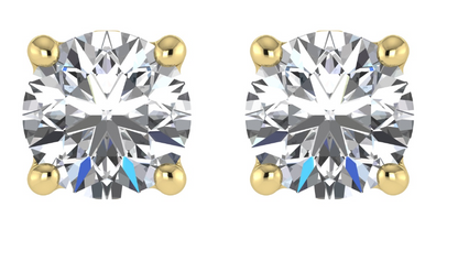 14K Yellow Gold Lab-Grown Diamond Stud Earrings – Round Cut D–F VS (1–3 Ct)