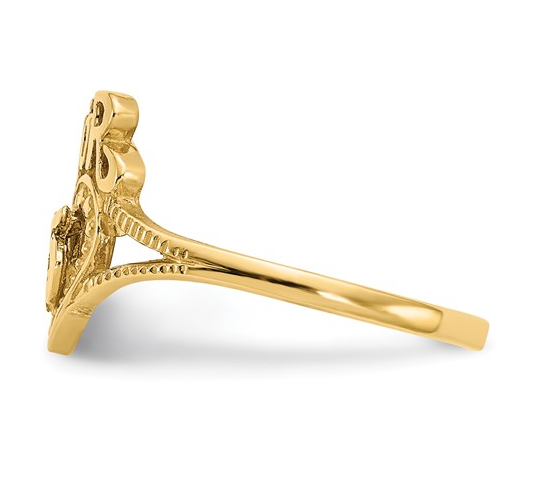 14K Yellow Gold AMOR “15” Quinceañera Heart Ring