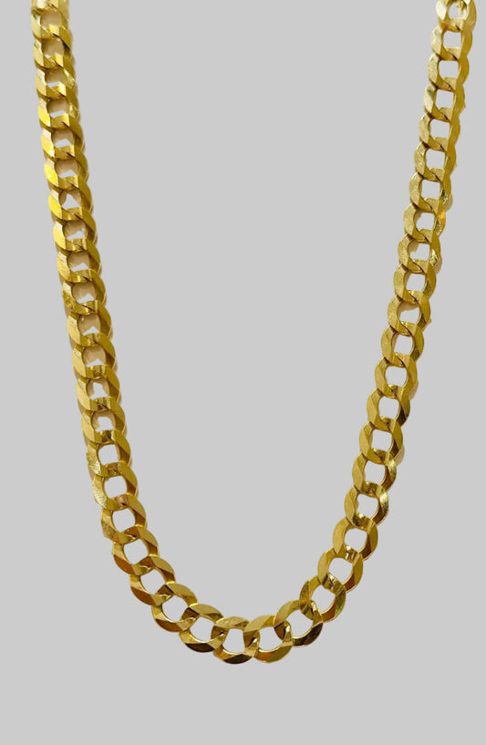 9mm 10K Yellow Gold Solid Cuban Link Chain – 24 Inch