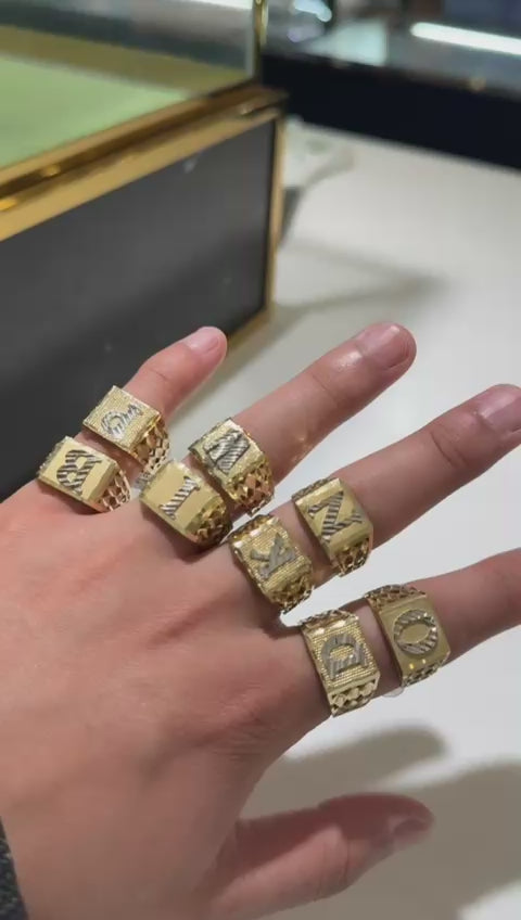 10K Yellow Gold Initial 'S' Ring – Custom Letter Signet Ring