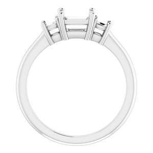 14K White 5 mm Square Engagement Ring Mounting