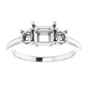14K White 5 mm Square Engagement Ring Mounting