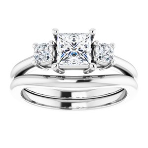 14K White 5 mm Square Engagement Ring Mounting