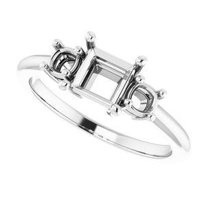 14K White 5 mm Square Engagement Ring Mounting