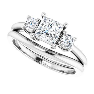 14K White 5 mm Square Engagement Ring Mounting