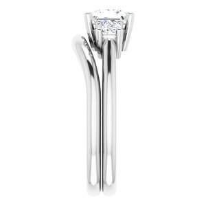 14K White 5 mm Square Engagement Ring Mounting