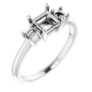 14K White 5 mm Square Engagement Ring Mounting