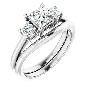 14K White 5 mm Square Engagement Ring Mounting