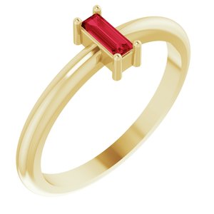 14K Yellow 5x2 mm Lab-Grown Ruby Stackable Ring